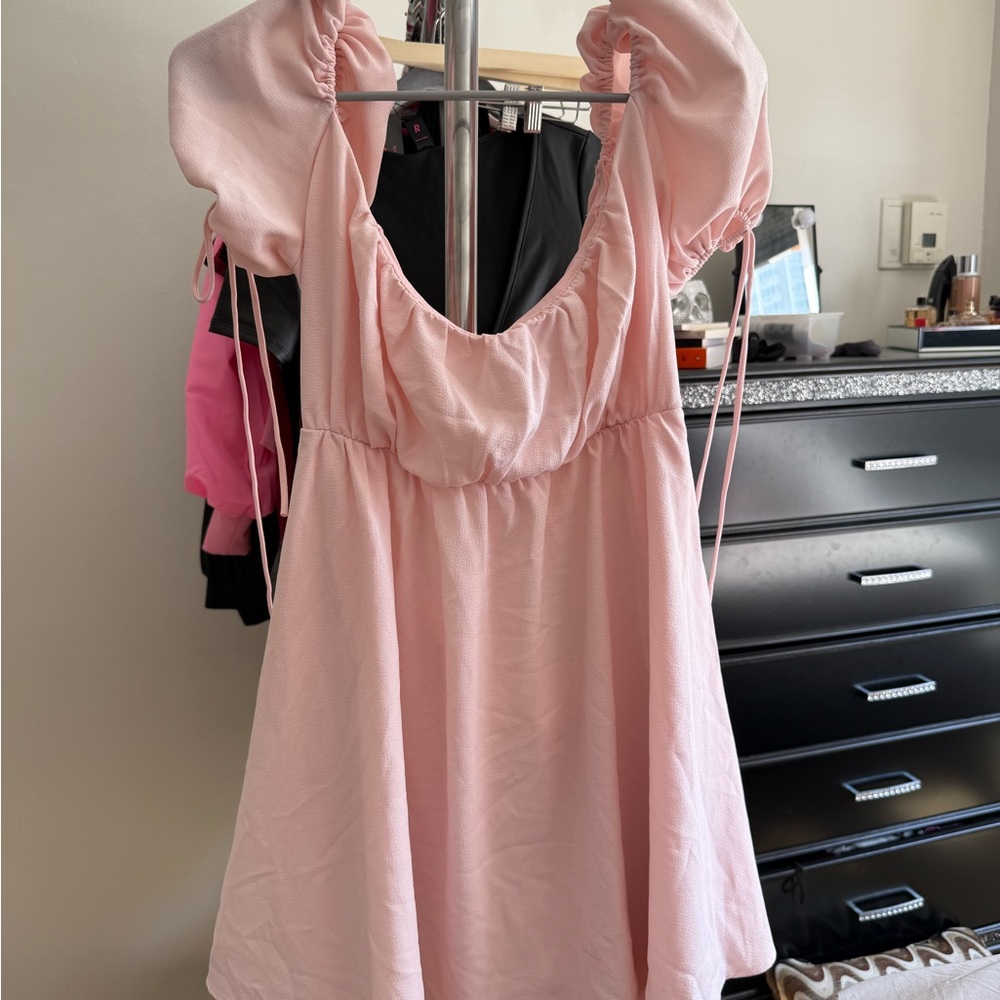 Pink Puff Sleeve Dress